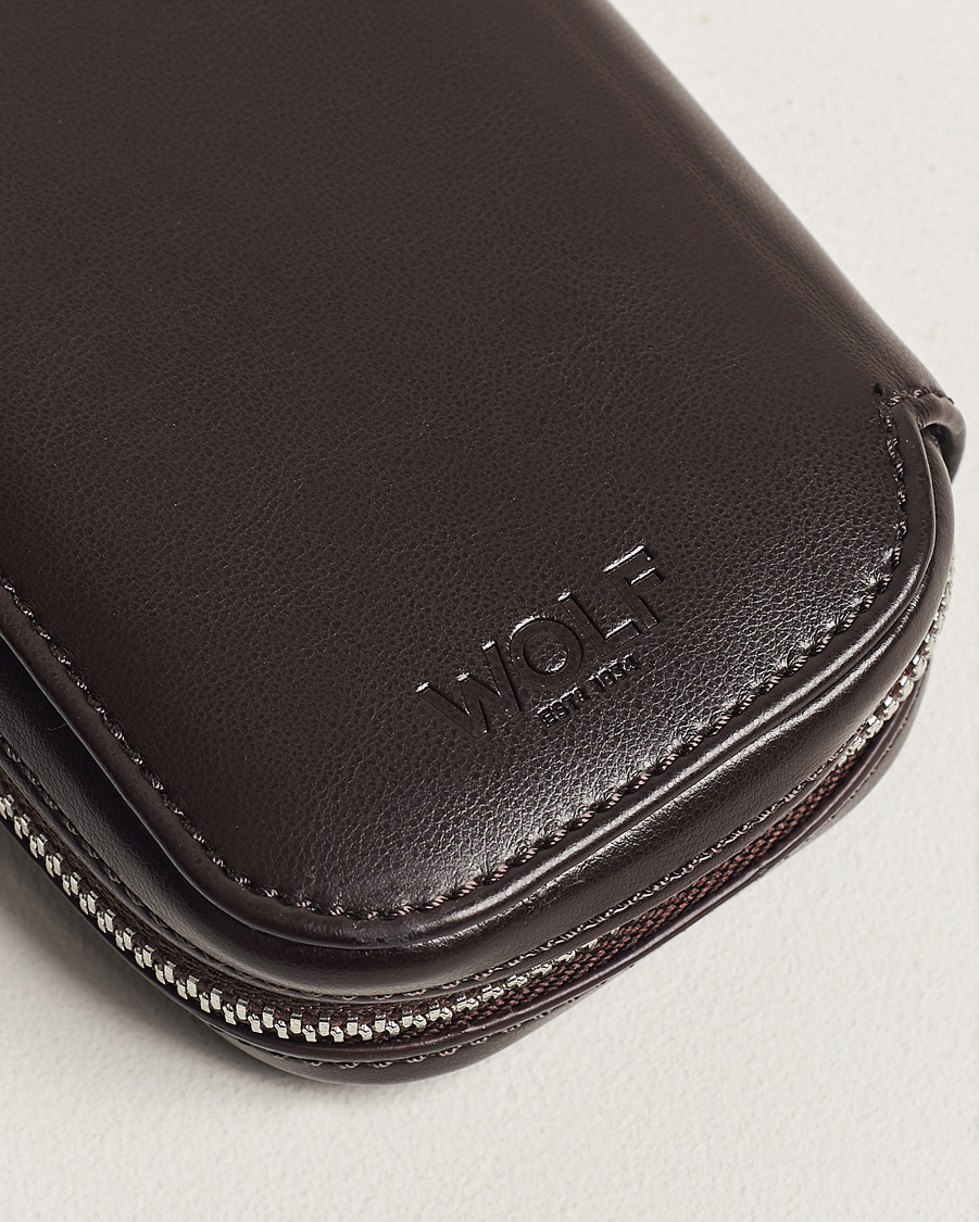 Men | WOLF WM Brown 2 Piece Watch Zip-Case Tweed Brown | WOLF | WM Brown 2 Piece Watch Zip-Case Tweed Brown