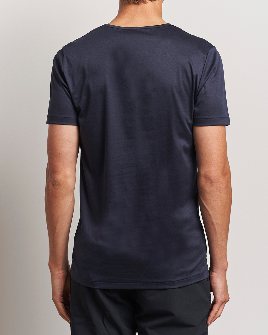 Men | T-Shirts | Zimmerli of Switzerland | Sea Island Cotton Crew Neck T-shirt Navy