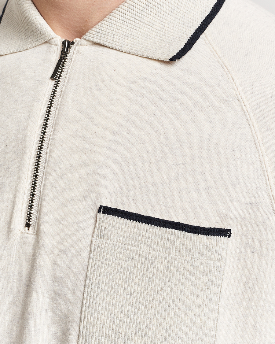 Men | Polo Shirts | BEAMS PLUS | Half Zip Light Fleece Polo Oatmeal