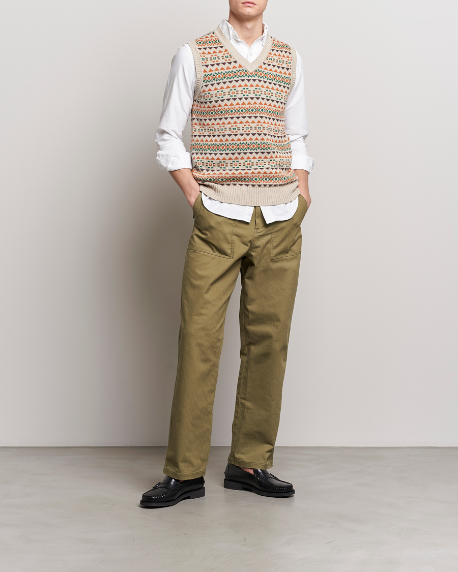 Men | Sweaters & Knitwear | BEAMS PLUS | Fairisle Knit Vest Beige