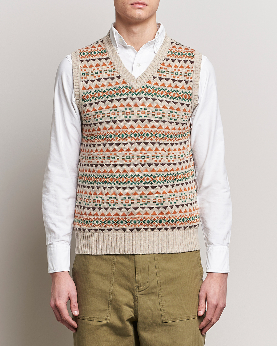 Men | Sweaters & Knitwear | BEAMS PLUS | Fairisle Knit Vest Beige