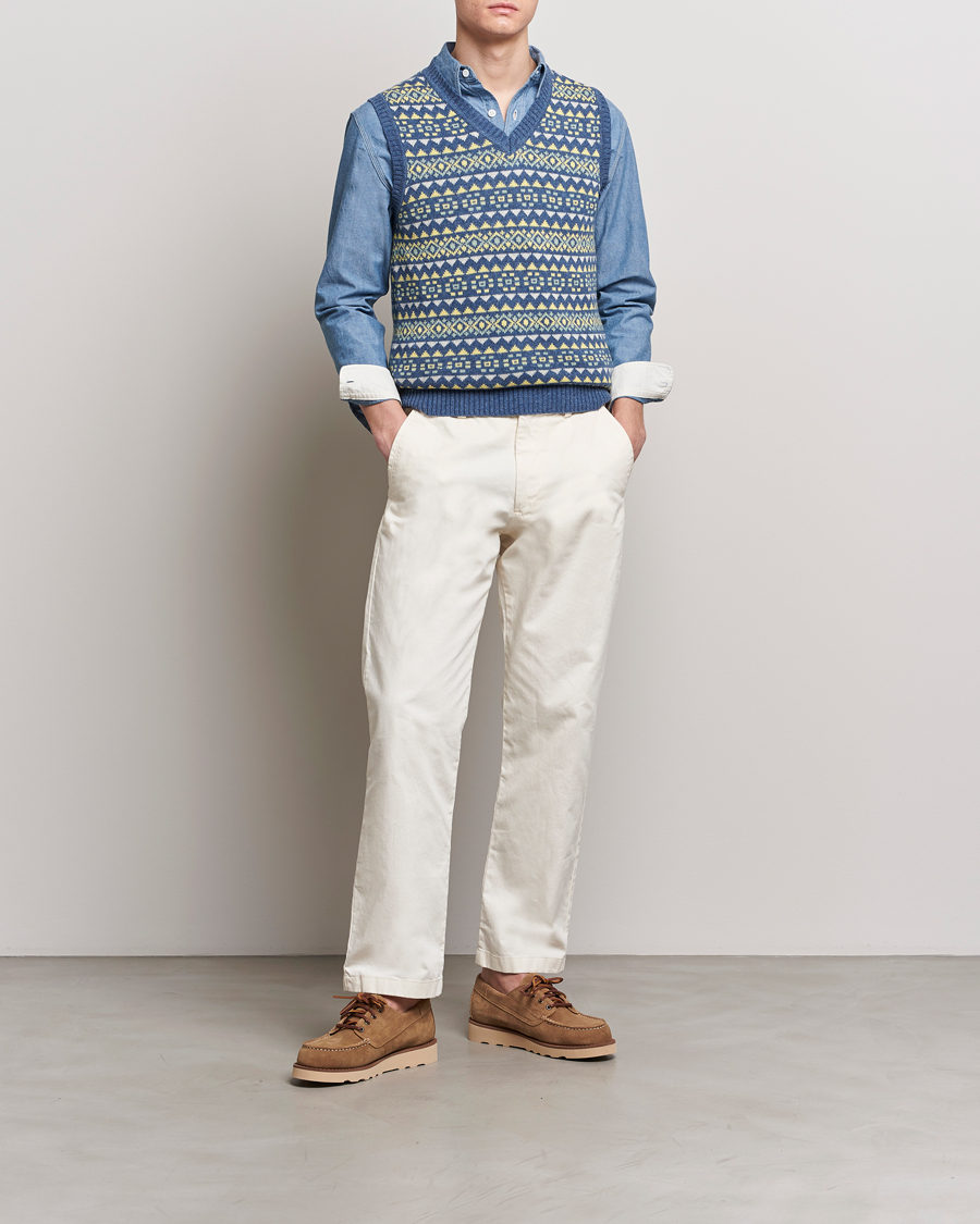 Men | Sweaters & Knitwear | BEAMS PLUS | Fairisle Knit Vest Blue