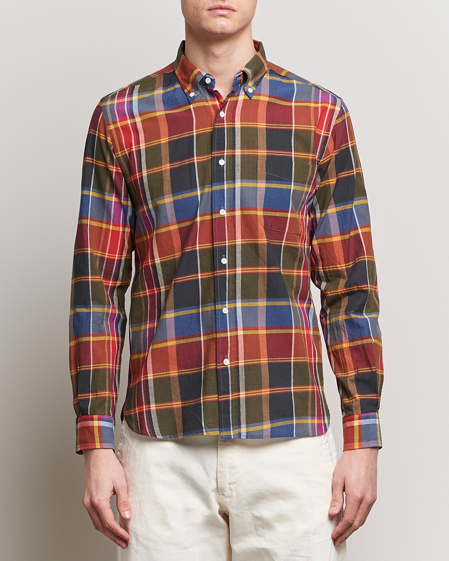 Men | Casual | BEAMS PLUS | Button Down Madras Shirt Red Check