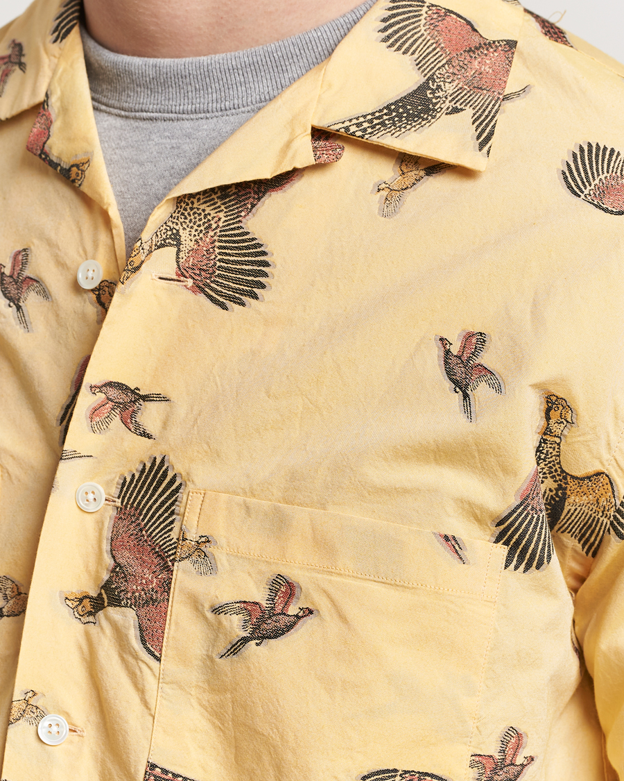 Men | Shirts | BEAMS PLUS | Duck Jacquard Camp Collar Shirt Yellow