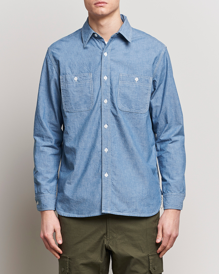 Men | Spring Jackets | BEAMS PLUS | Work Chambray Overshirt Light Blue