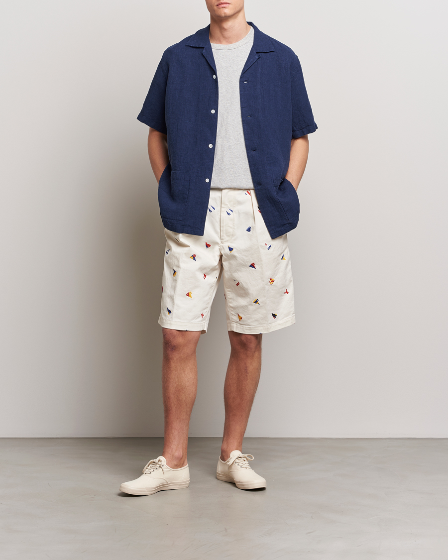 Men | Shorts | BEAMS PLUS | Embroidered Shorts White
