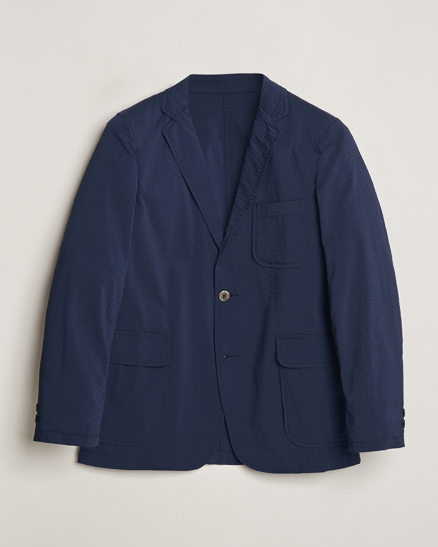 BEAMS PLUS Seersucker Blazer Navy at CareOfCarl.com