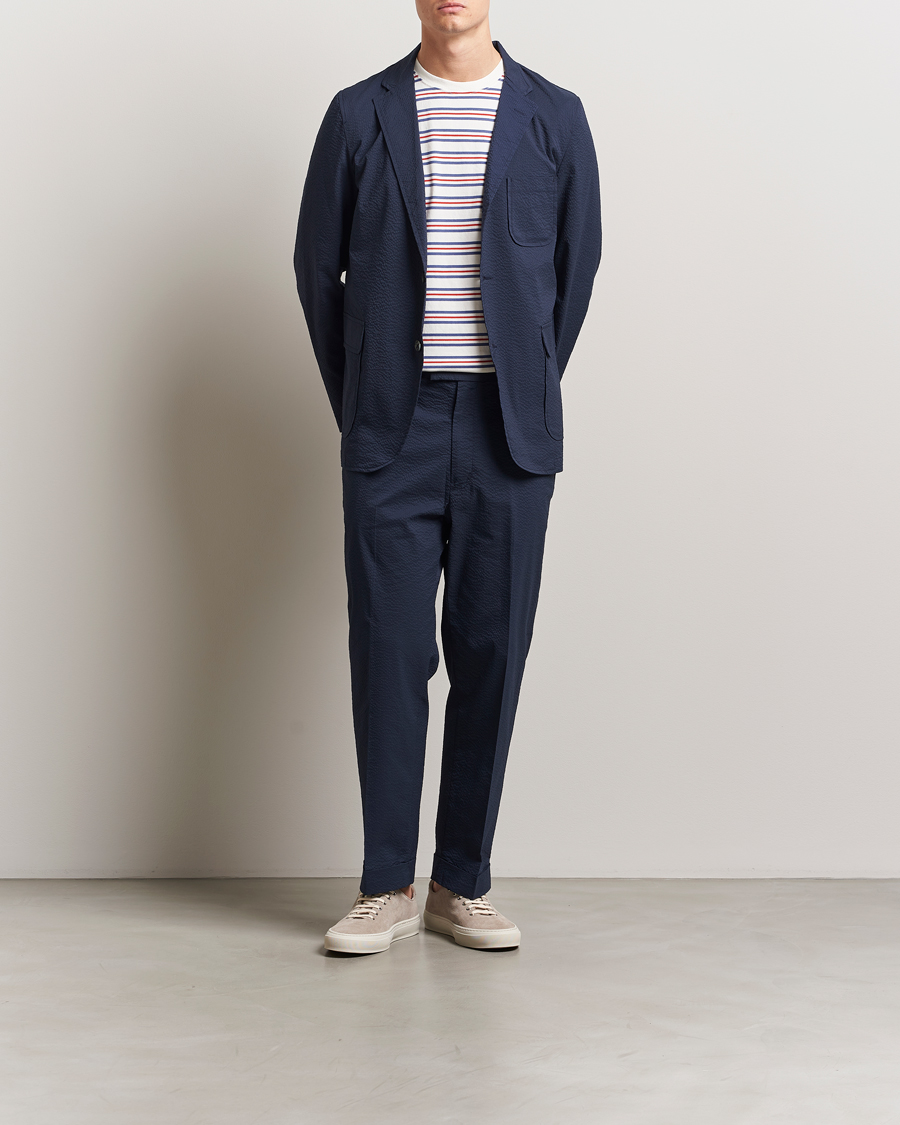 BEAMS PLUS Seersucker Blazer Navy at CareOfCarl.com