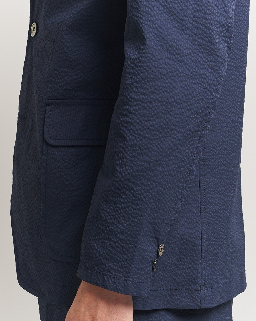 BEAMS PLUS Seersucker Blazer Navy at CareOfCarl.com