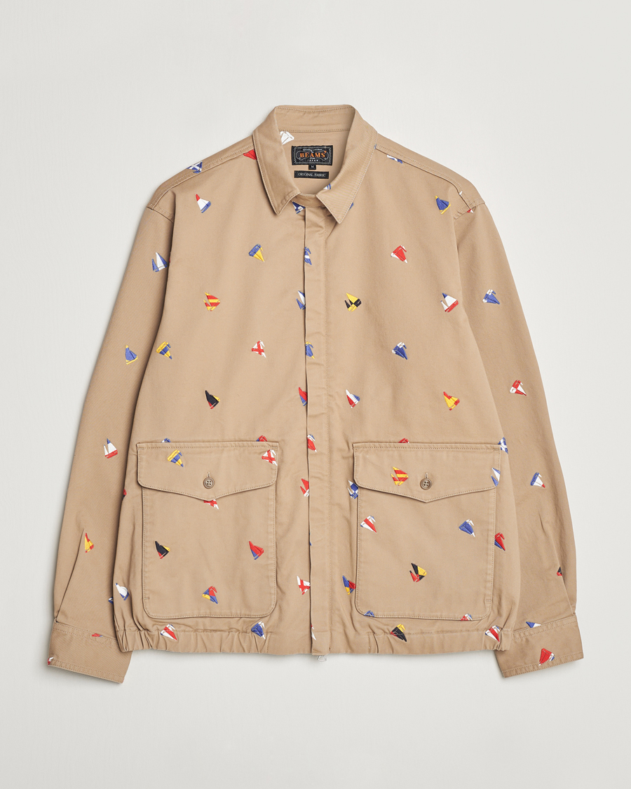 Men | Coats & Jackets | BEAMS PLUS | Embroidered Harrington Jacket Beige