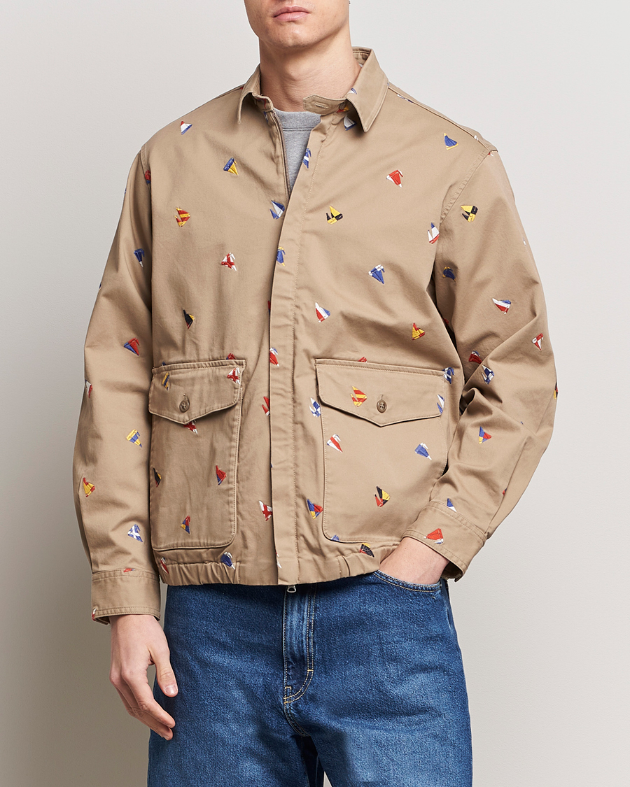 Men | Spring Jackets | BEAMS PLUS | Embroidered Harrington Jacket Beige
