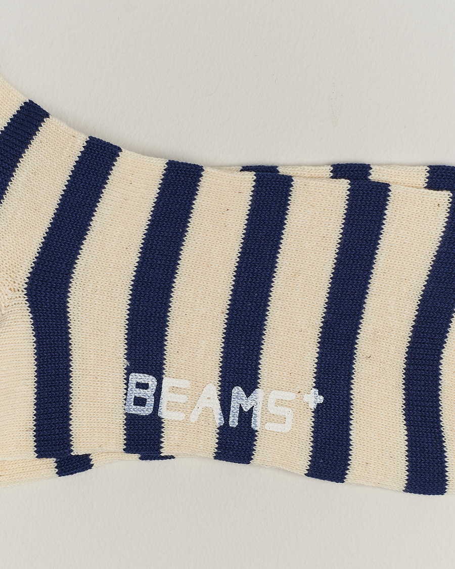 Men | Pocket Squares | BEAMS PLUS | BEAMS PLUS2 Tone Stripe SocksWhite/Navy