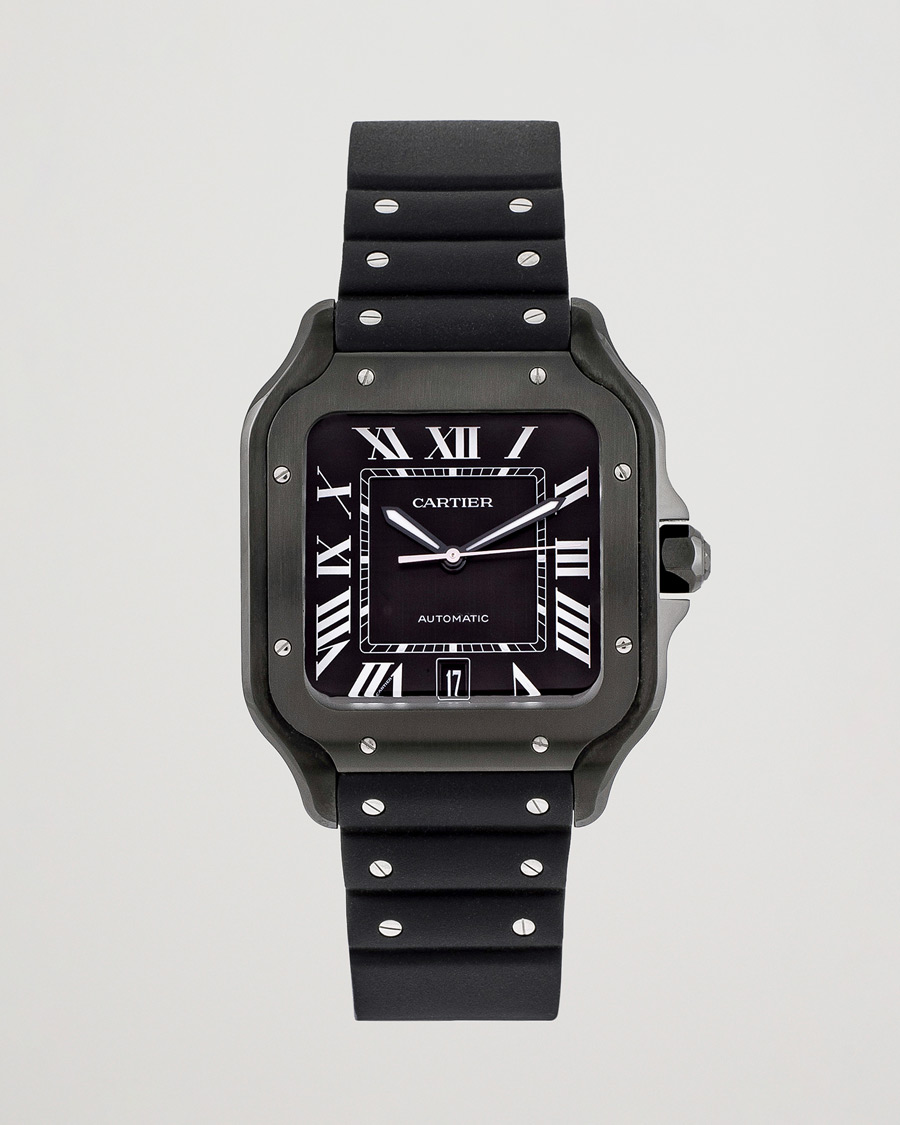 Men | Cartier Pre-Owned Santos De Cartier Steel WSSA0039 Black | Cartier Pre-Owned | Santos De Cartier Steel WSSA0039 Black