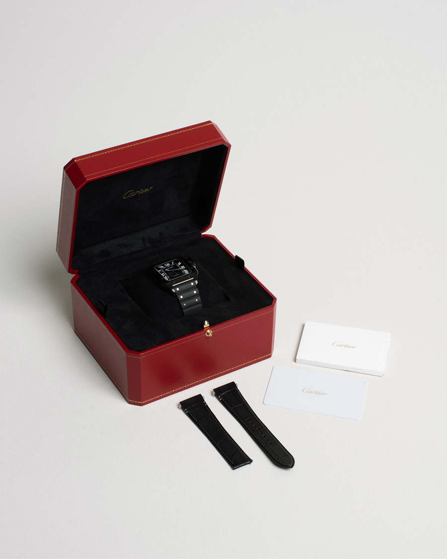 Men | Cartier Pre-Owned Santos De Cartier Steel WSSA0039 Black | Cartier Pre-Owned | Santos De Cartier Steel WSSA0039 Black