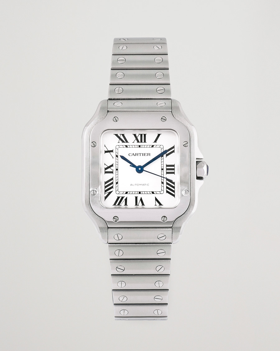 Men | Cartier Pre-Owned Santos De Cartier Steel WSSA0029 Silver | Cartier Pre-Owned | Santos De Cartier Steel WSSA0029 Silver