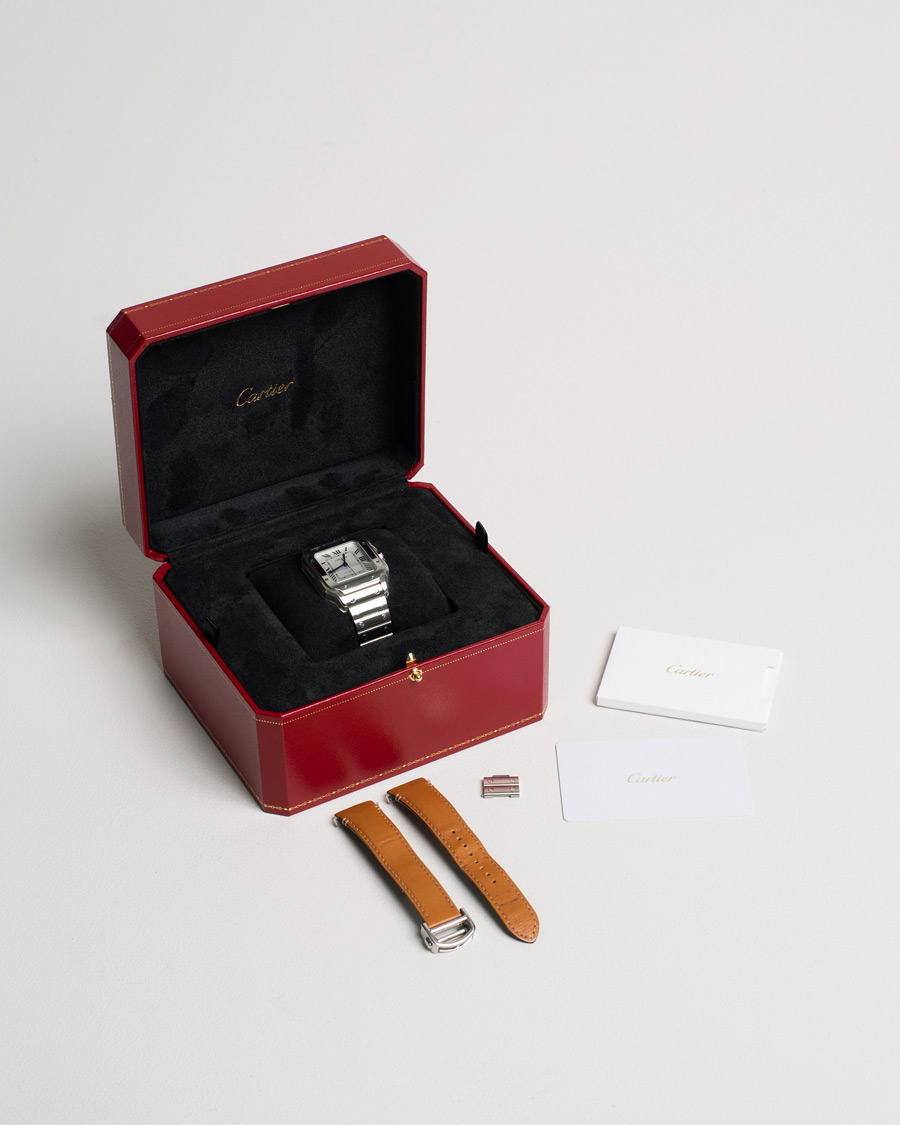 Men | Cartier Pre-Owned Santos De Cartier Steel WSSA0029 Silver | Cartier Pre-Owned | Santos De Cartier Steel WSSA0029 Silver