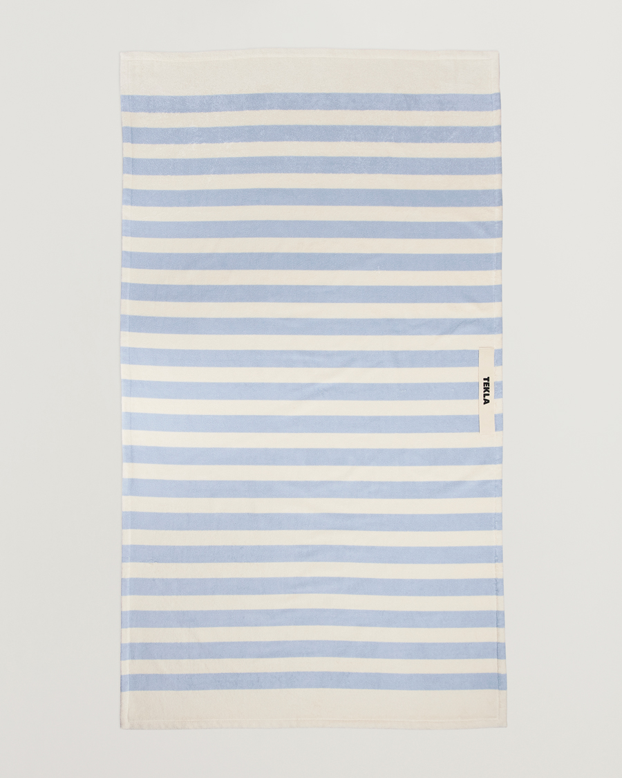 Men | Tekla Organic Terry Beach Towel Isle Blue Stripes | Tekla | Organic Terry Beach Towel Isle Blue Stripes