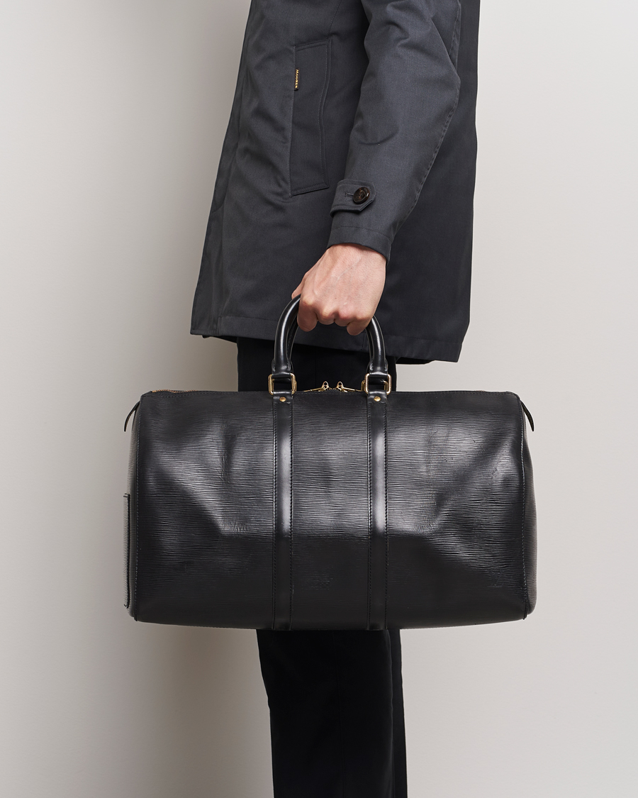 Men | Louis Vuitton Pre-Owned Keepall 45 EPI Leather Bag Black | Louis Vuitton Pre-Owned | Keepall 45 EPI Leather Bag Black