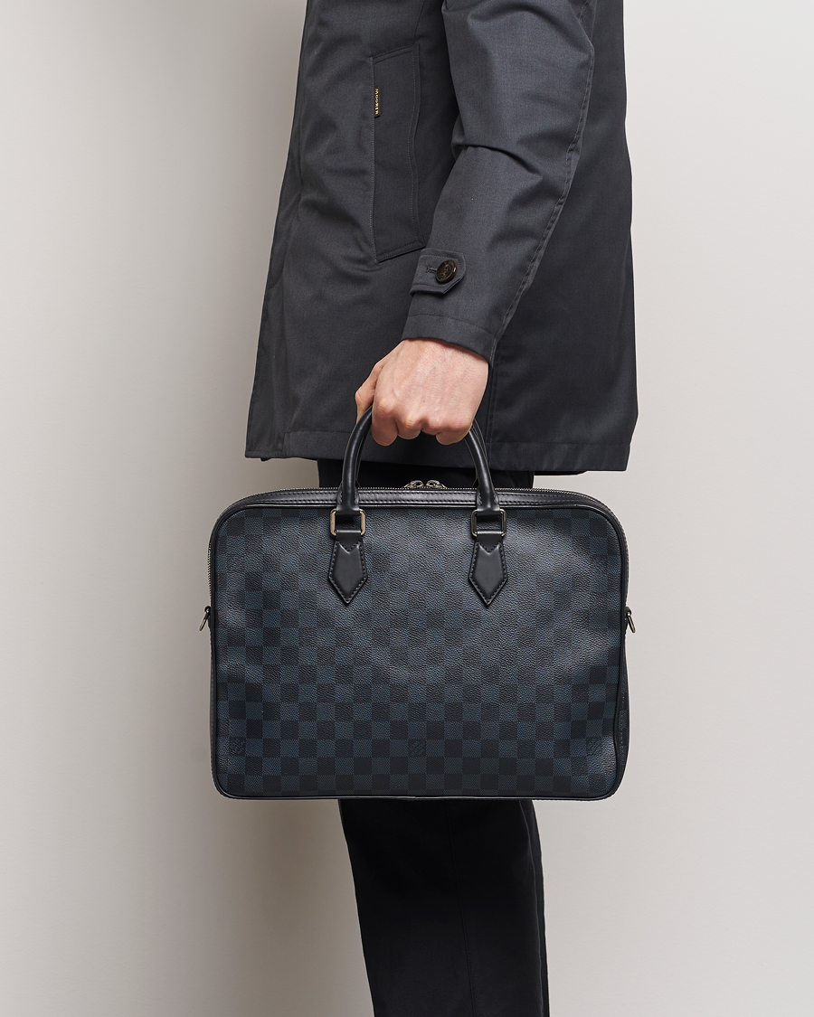 Men | Louis Vuitton Pre-Owned Dandy Slim Briefcase Damier Navy | Louis Vuitton Pre-Owned | Dandy Slim Briefcase Damier Navy