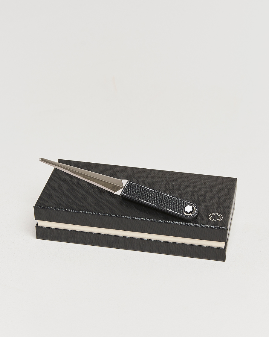 Montblanc Letter Opener in Steel and Leather Black at CareOfCarl.com