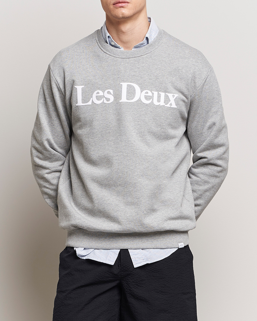 Men | New product images | LES DEUX | Charles Logo Sweatshirt Light Grey Melange