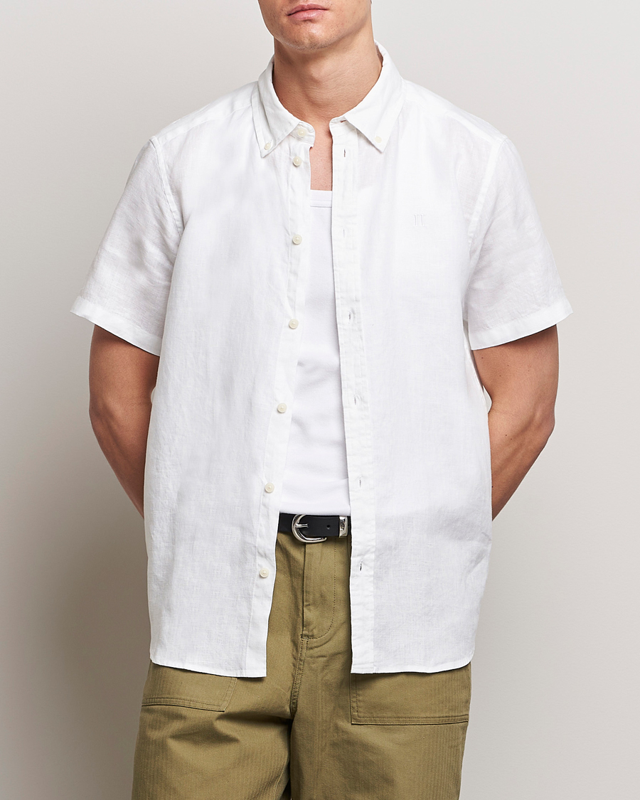 Men | Short Sleeve Shirts | LES DEUX | Kris Short Sleeve Linen Shirt White
