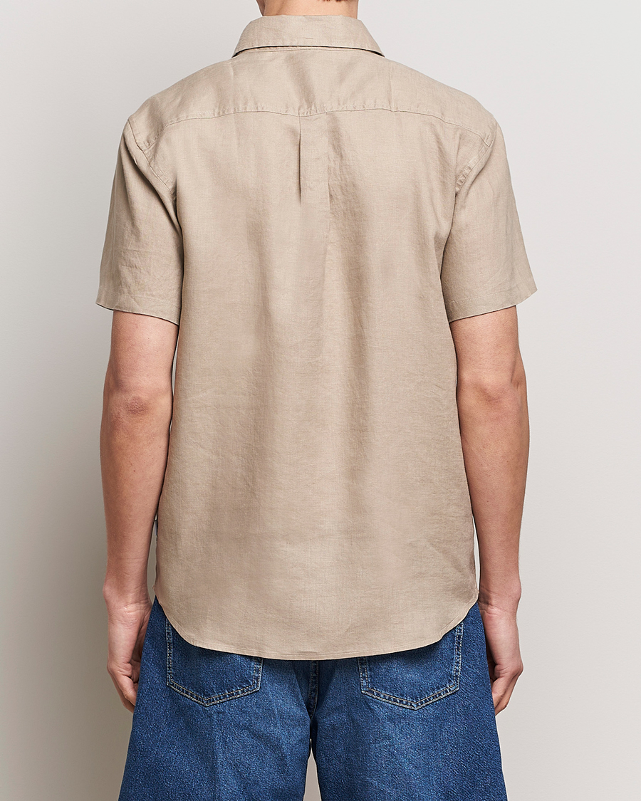Men | Shirts | LES DEUX | Kris Short Sleeve Linen Shirt Dark Sand