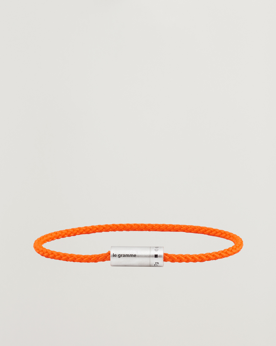 Men | Jewellery | LE GRAMME | Nato Cable Brushed Bracelet Orange/Sterling Silver 7g