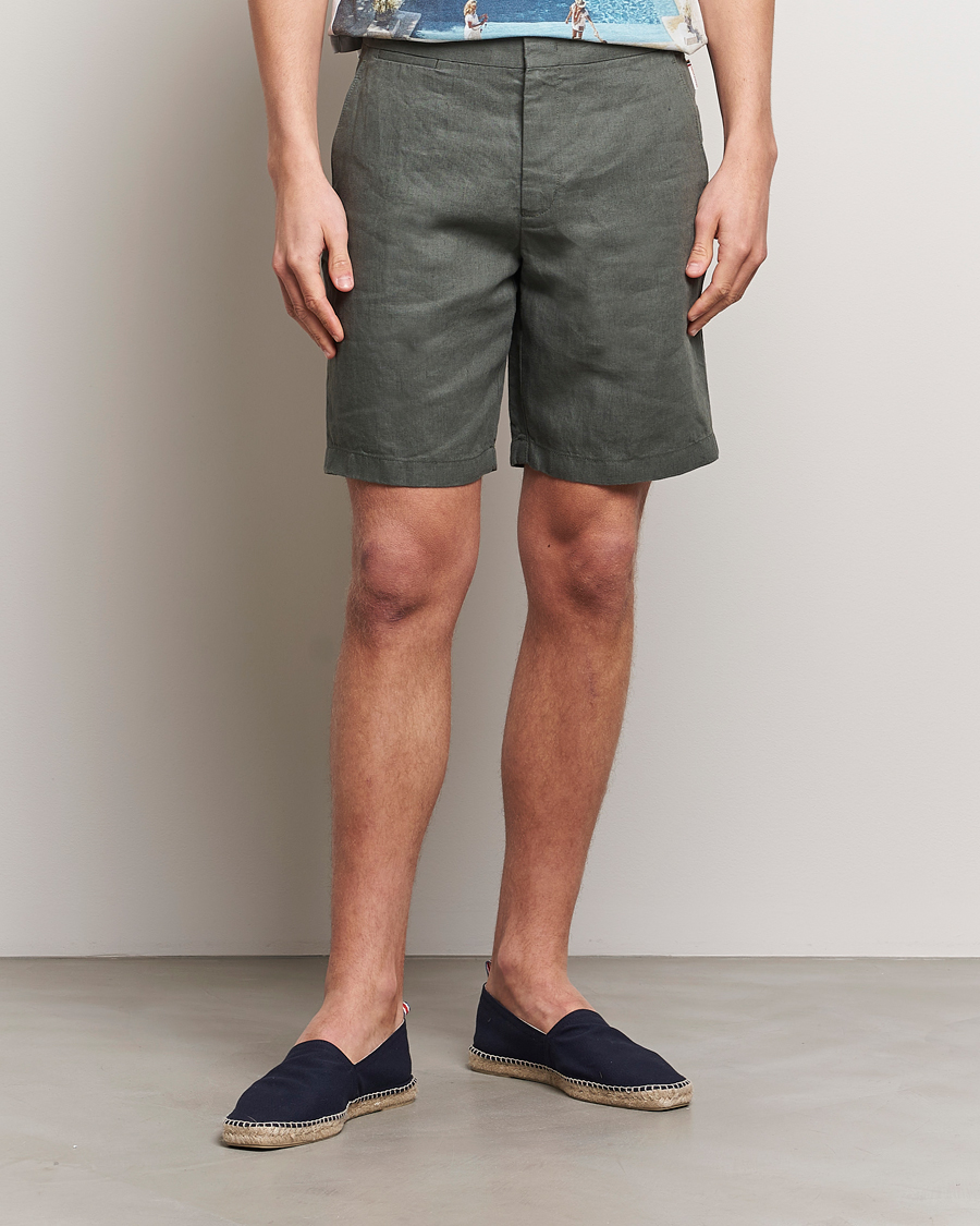 Men | Clothing | Orlebar Brown | Norwich Linen Shorts Light Kombu
