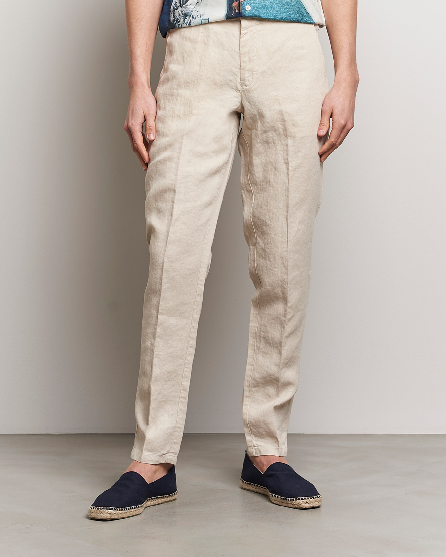 Men | Trousers | Orlebar Brown | Griffon Linen Trousers Chai