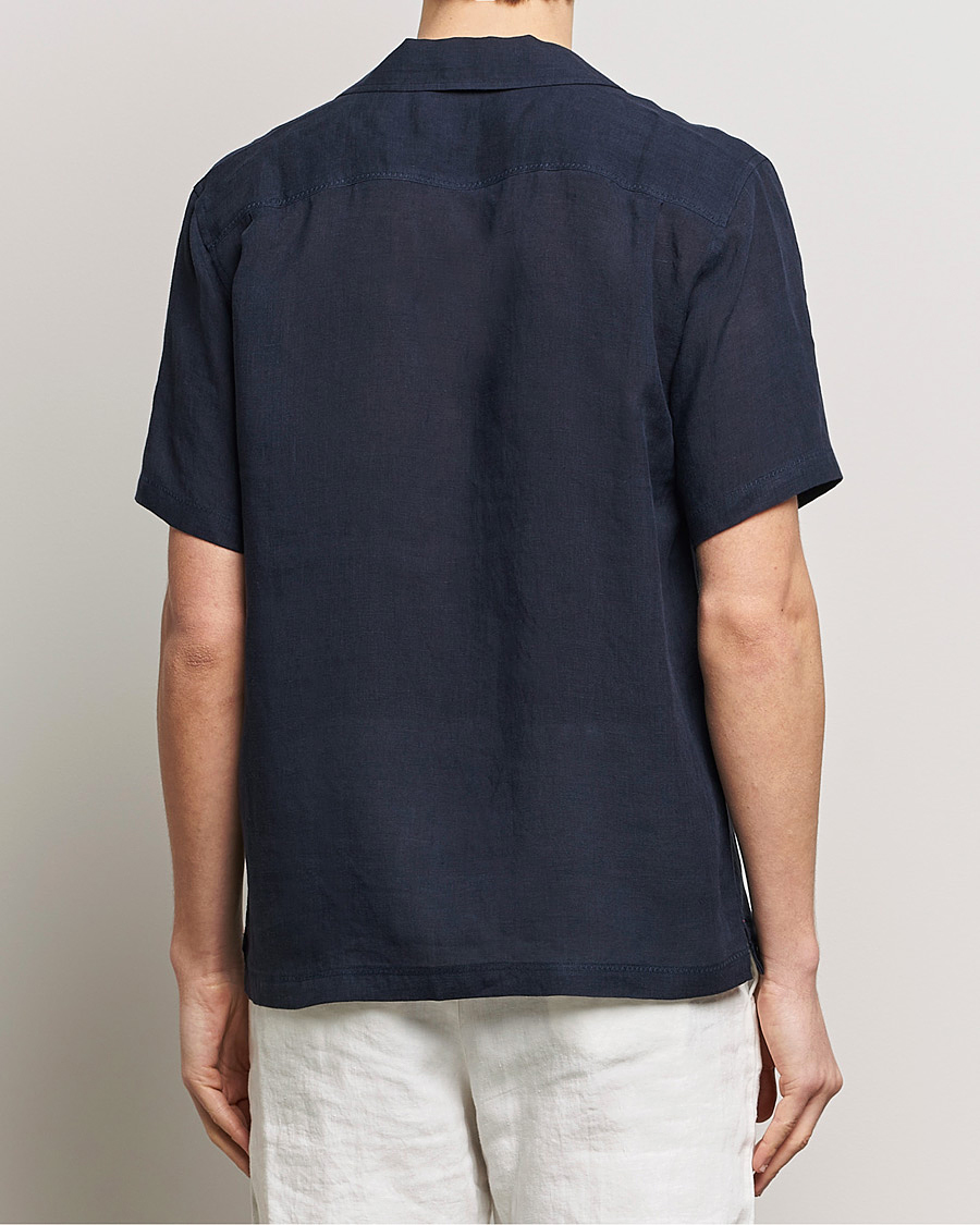 Men | Shirts | Orlebar Brown | Maitan Short Sleeve Linen Shirt Night Iris