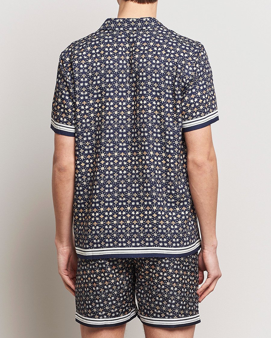 Men | Shirts | Orlebar Brown | Hibbert Fiore Viscose/Linen Printed Shirt Night Iris