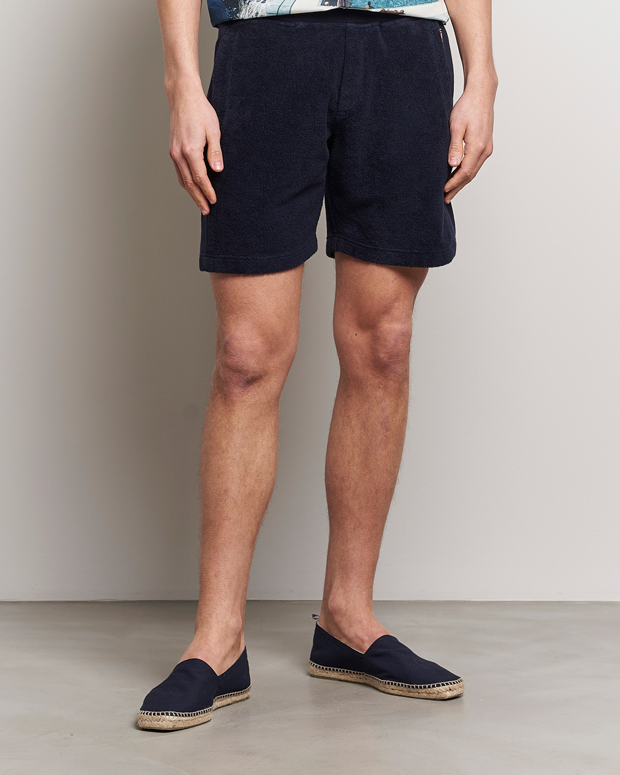 Men | Shorts | Orlebar Brown | Afador Mix Texture Towelling Shorts Night Iris