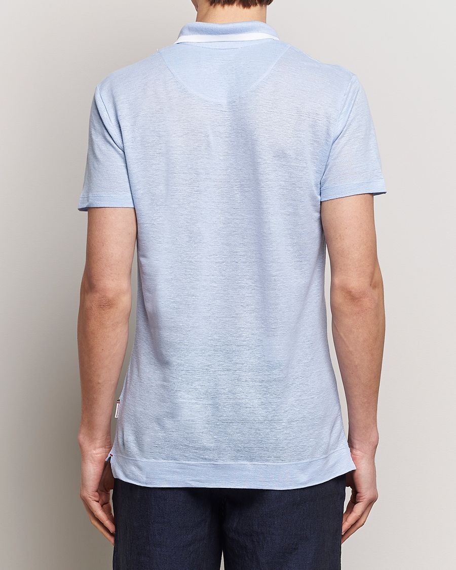 Men | Polo Shirts | Orlebar Brown | Felix Linen Pique Polo Soft Blue