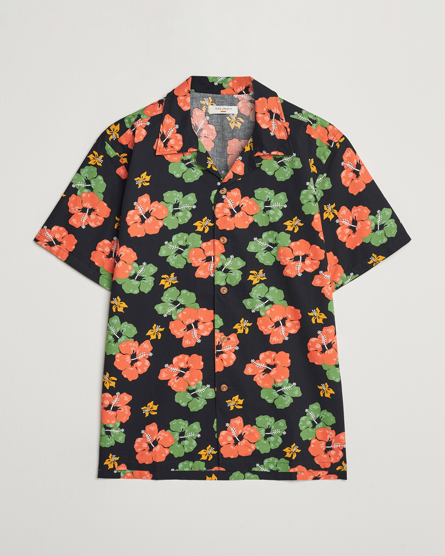 Men | Shirts | Nudie Jeans | Arvid Flower Hawaii Shirt Black