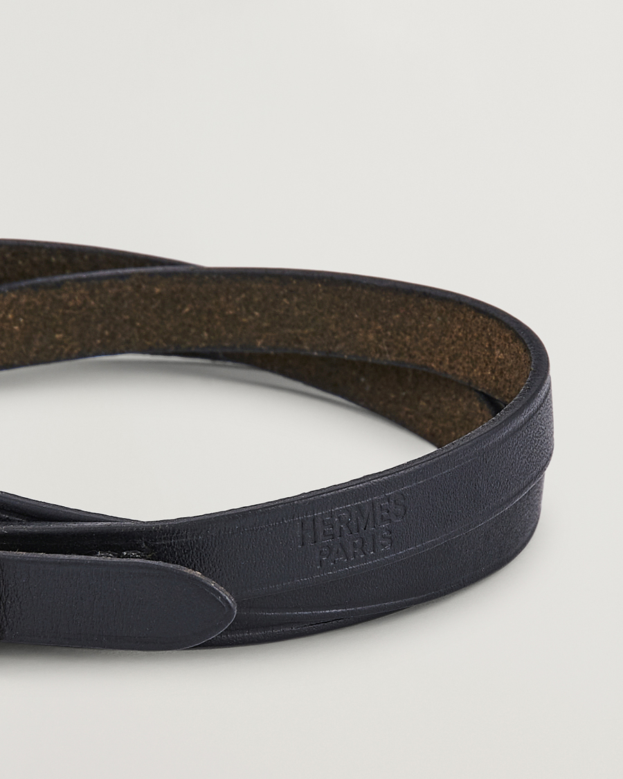 Men | Hermès Pre-Owned API1 Leather Bracelet Black | Hermès Pre-Owned | API1 Leather Bracelet Black
