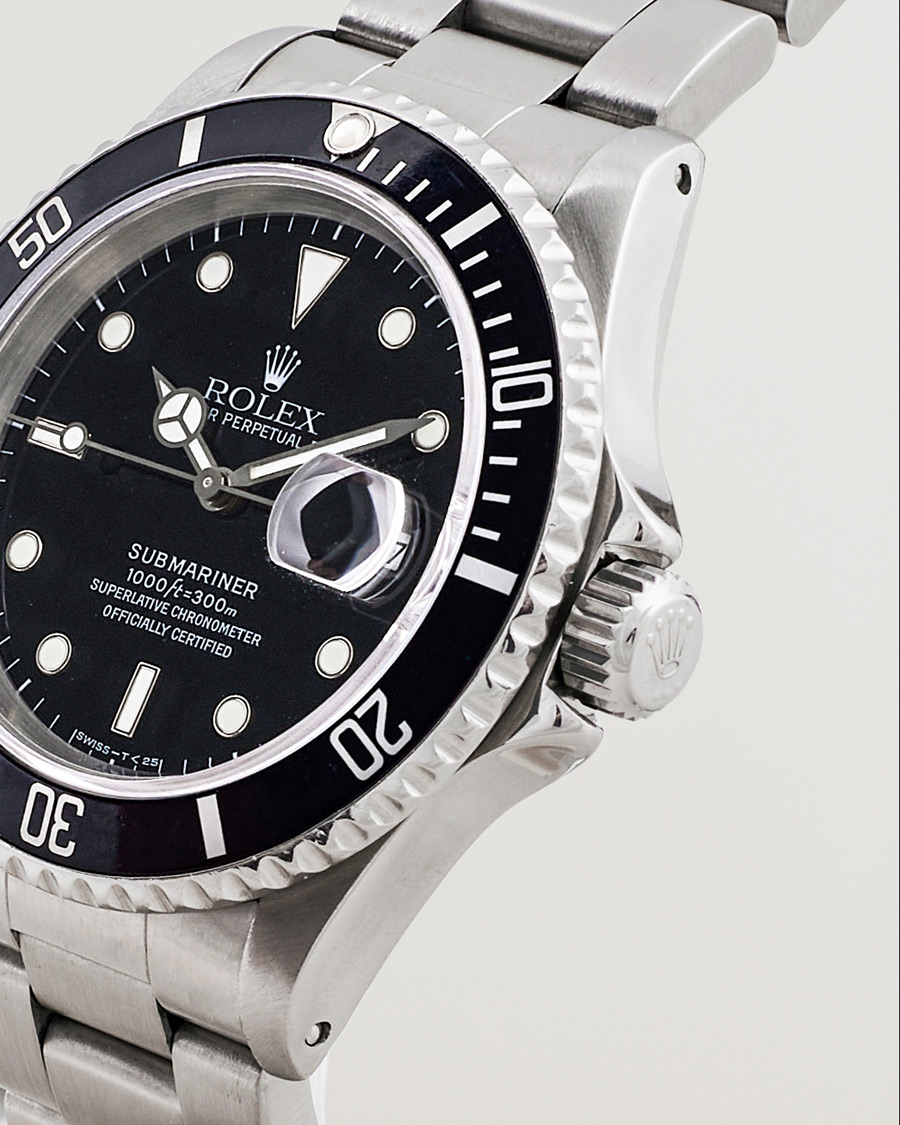 Men | Rolex Pre-Owned Submariner 16610 Oyster Perpetual Steel Black Silver | Rolex Pre-Owned | Submariner 16610 Oyster Perpetual Steel Black Silver