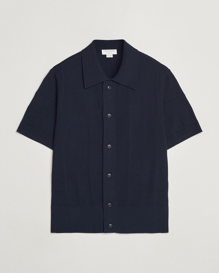 Men | Polo Shirts | Tiger of Sweden | Araawen Short Sleeve Knitted Polo Light Ink