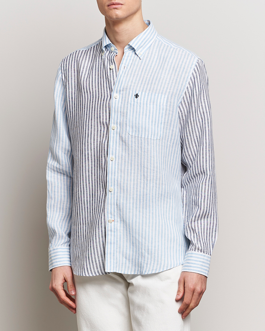 Men | Linen Shirts | Morris | Douglas Linen Mix Shirt Blue