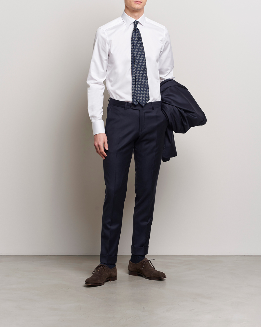 Men | Formal | Stenströms | Slimline Cotton Twill Cut Away Shirt White
