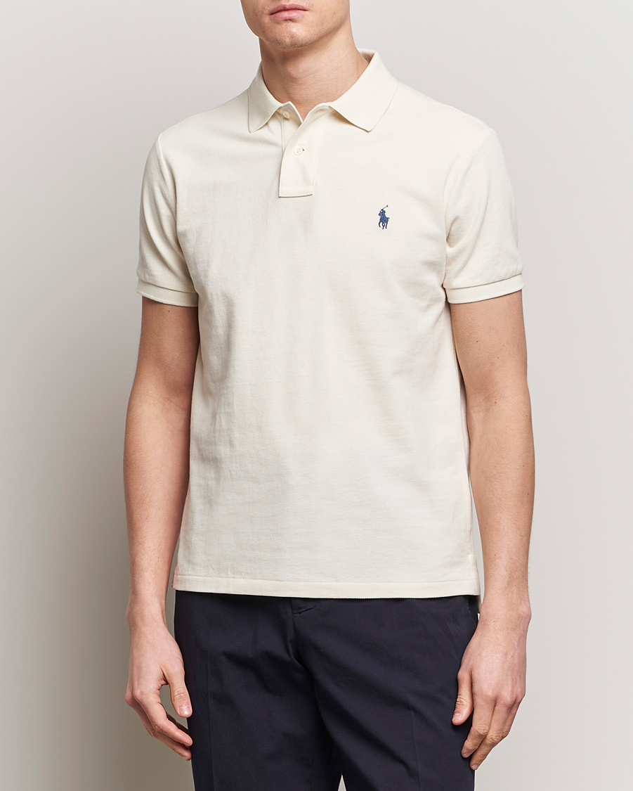 Men | Short Sleeve Polo Shirts | Polo Ralph Lauren | Custom Slim Fit Polo Herbal Milk