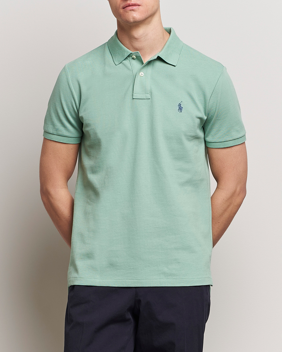 Men | Short Sleeve Polo Shirts | Polo Ralph Lauren | Custom Slim Fit Polo Faded Mint