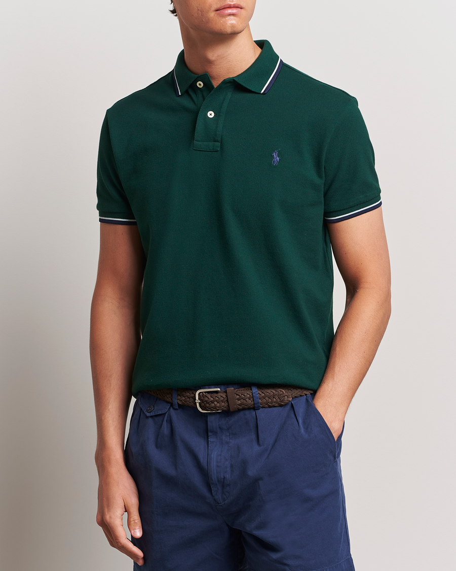 Men | Polo Shirts | Polo Ralph Lauren | Custom Slim Fit Tipped Polo Moss Agate