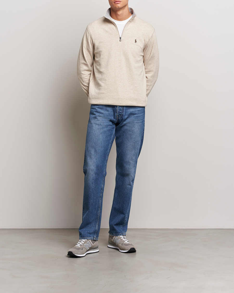 Men | Sweaters & Knitwear | Polo Ralph Lauren | Tech Double Knit Half Zip Expedition Dune Heather