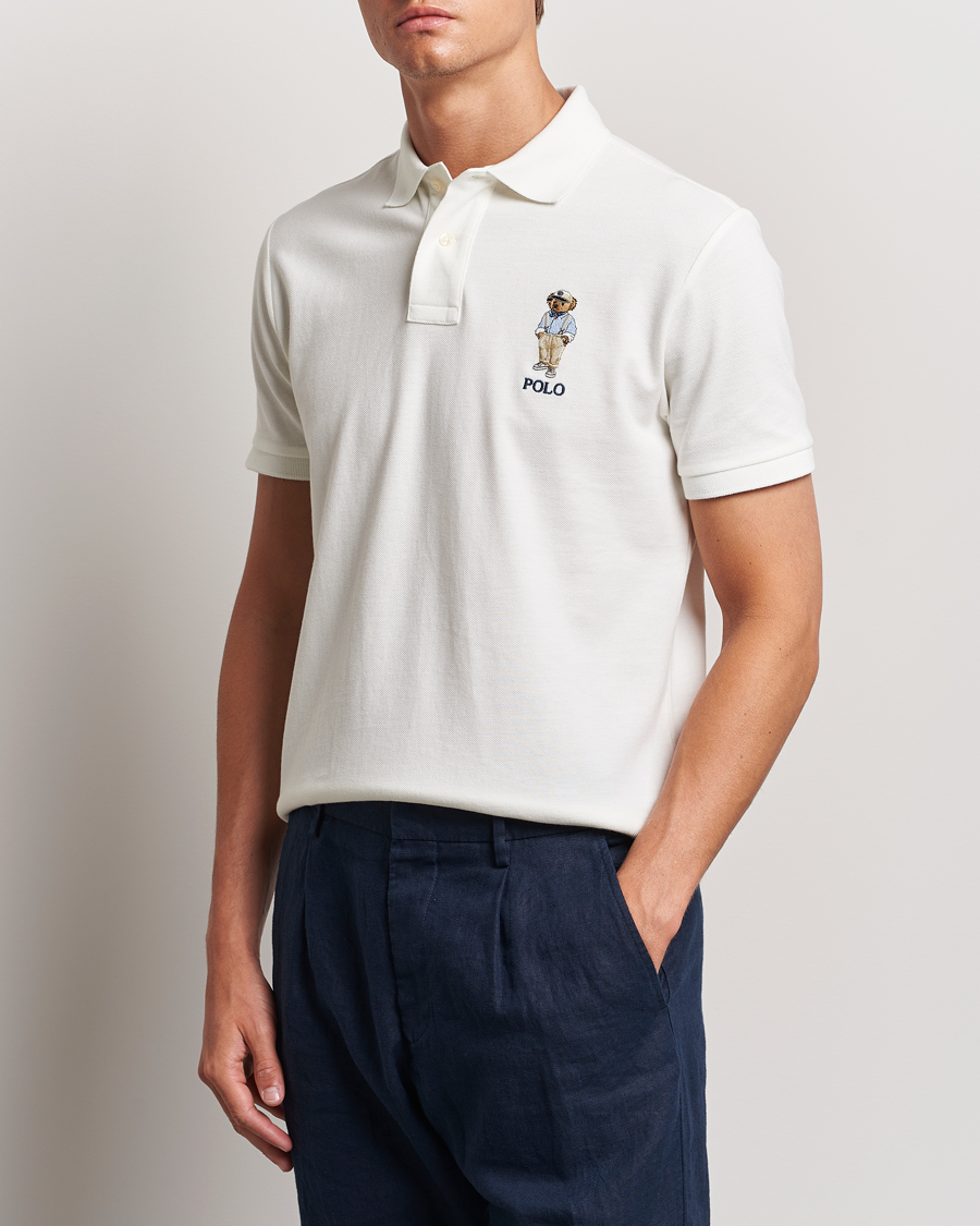 Men | Polo Shirts | Polo Ralph Lauren | Custom Slim Fit Bear Polo Deckwash White