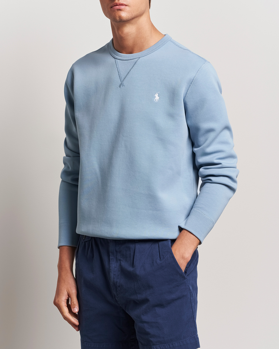 Men | Clothing | Polo Ralph Lauren | Tech Double Knit Crew Neck Sweatshirt Vessel Blue