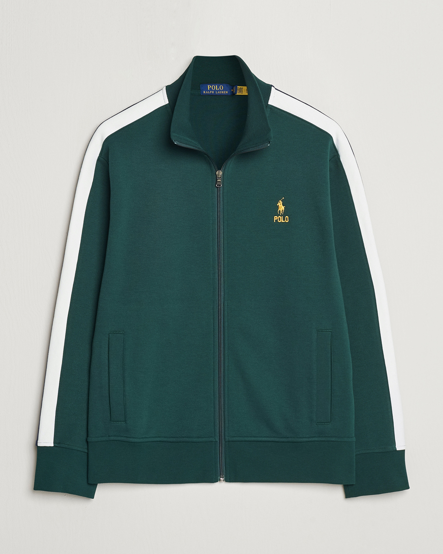 Men | Sweaters & Knitwear | Polo Ralph Lauren | Double Knit Taped Track Jacket Moss Agate