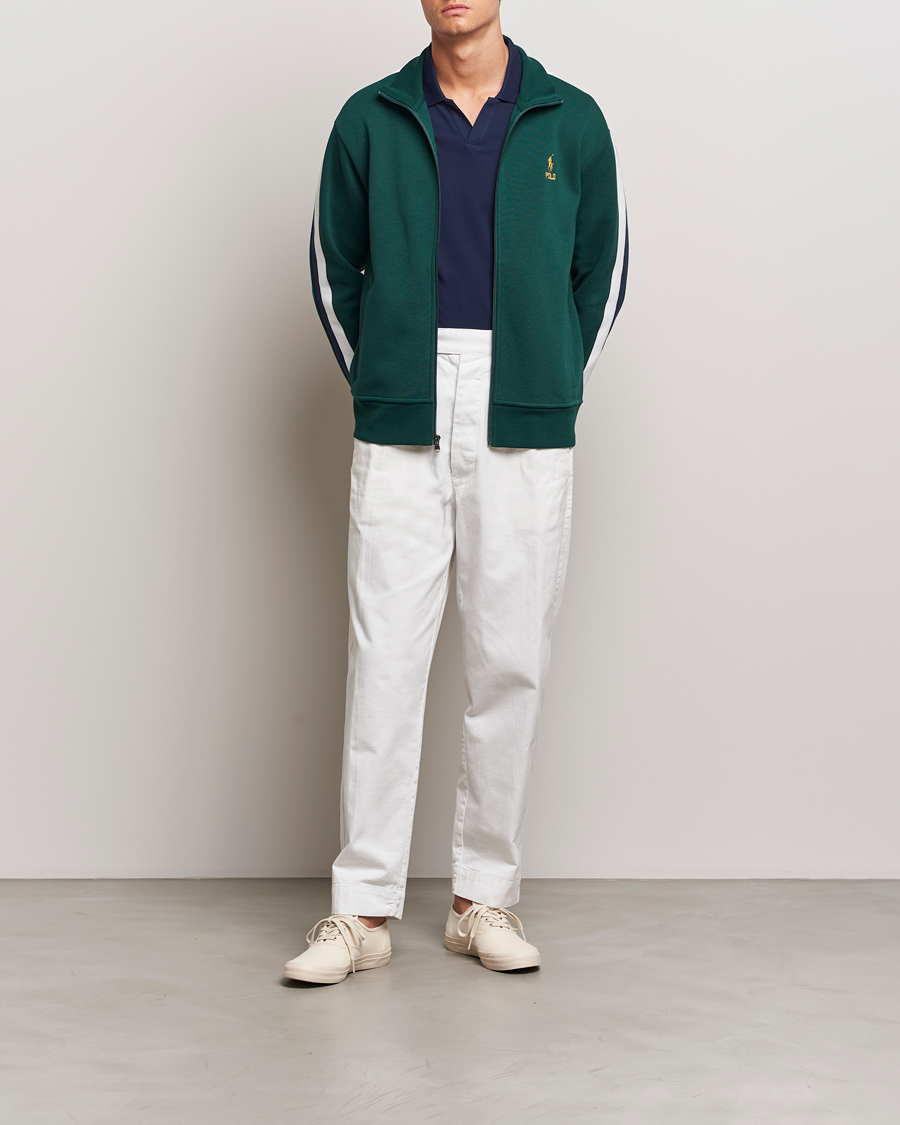 Men | Sweaters & Knitwear | Polo Ralph Lauren | Double Knit Taped Track Jacket Moss Agate