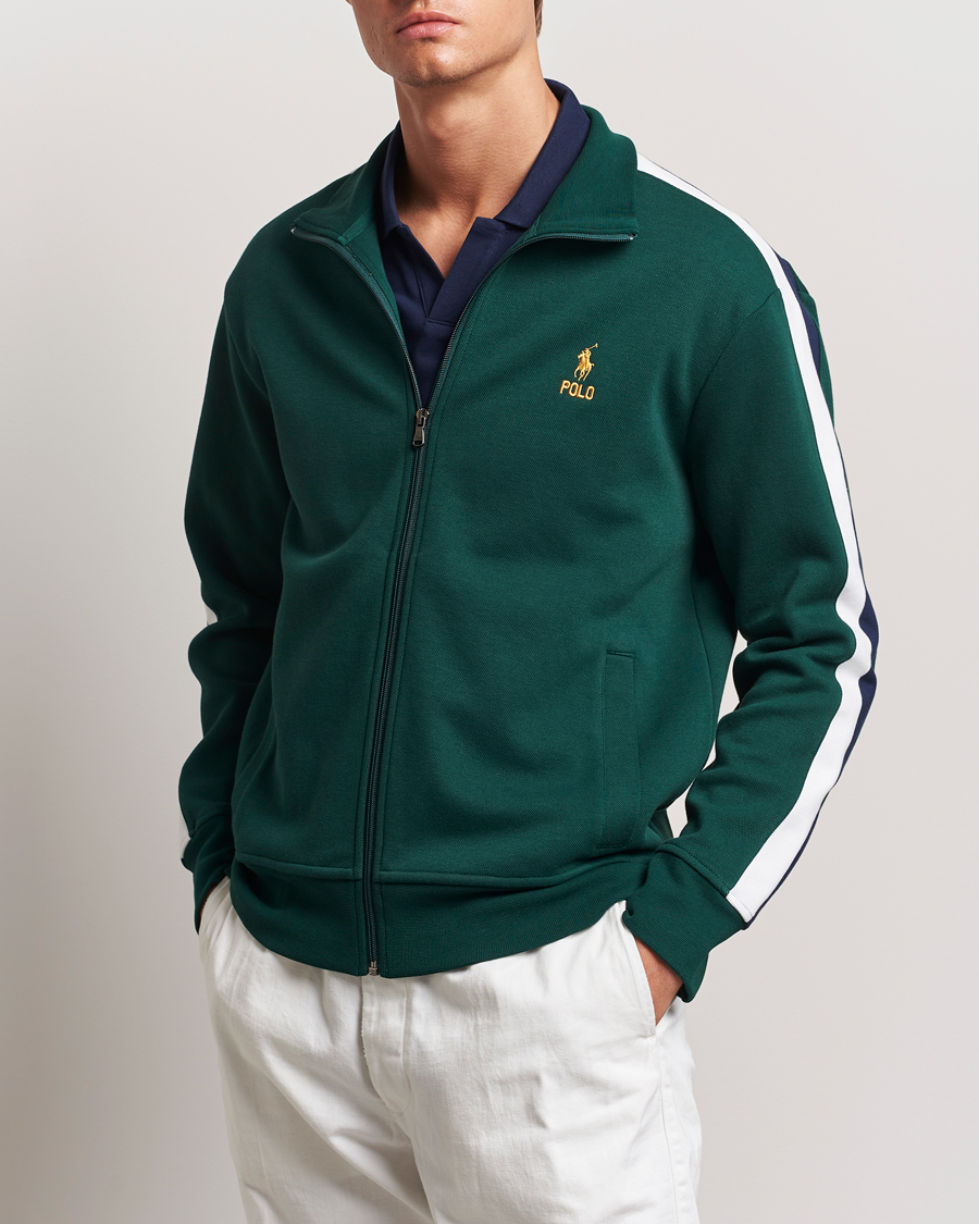 Men | Sweaters & Knitwear | Polo Ralph Lauren | Double Knit Taped Track Jacket Moss Agate