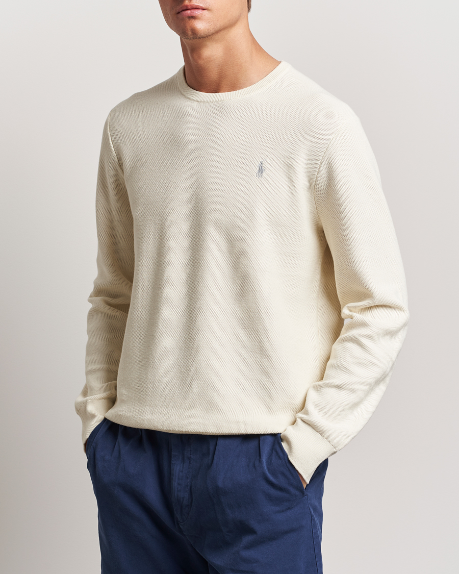 Men |  | Polo Ralph Lauren | Textured Crew Neck Sweater Herbal Milk